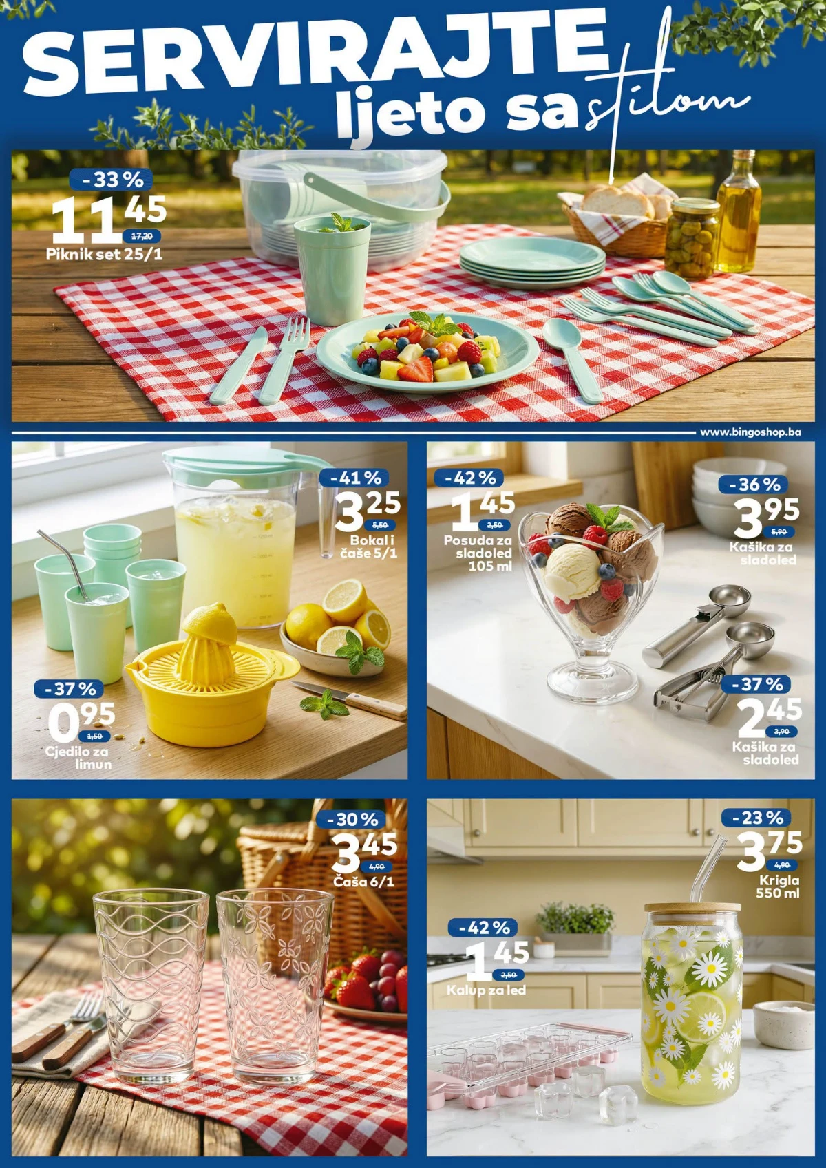 Bingo katalog Ljeto u dvorištu – piknik setovi, čaše, bokali i kuhinjski pribor