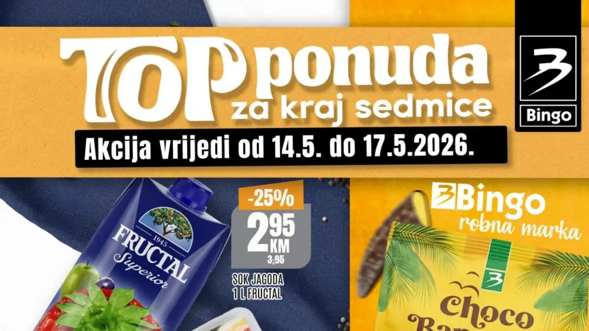 Bingo vikend akcija 14-17.05.2026 – jagode 2,50 KM, ćevapi 17,95 KM i Pepsi 2,00 KM u top ponudi