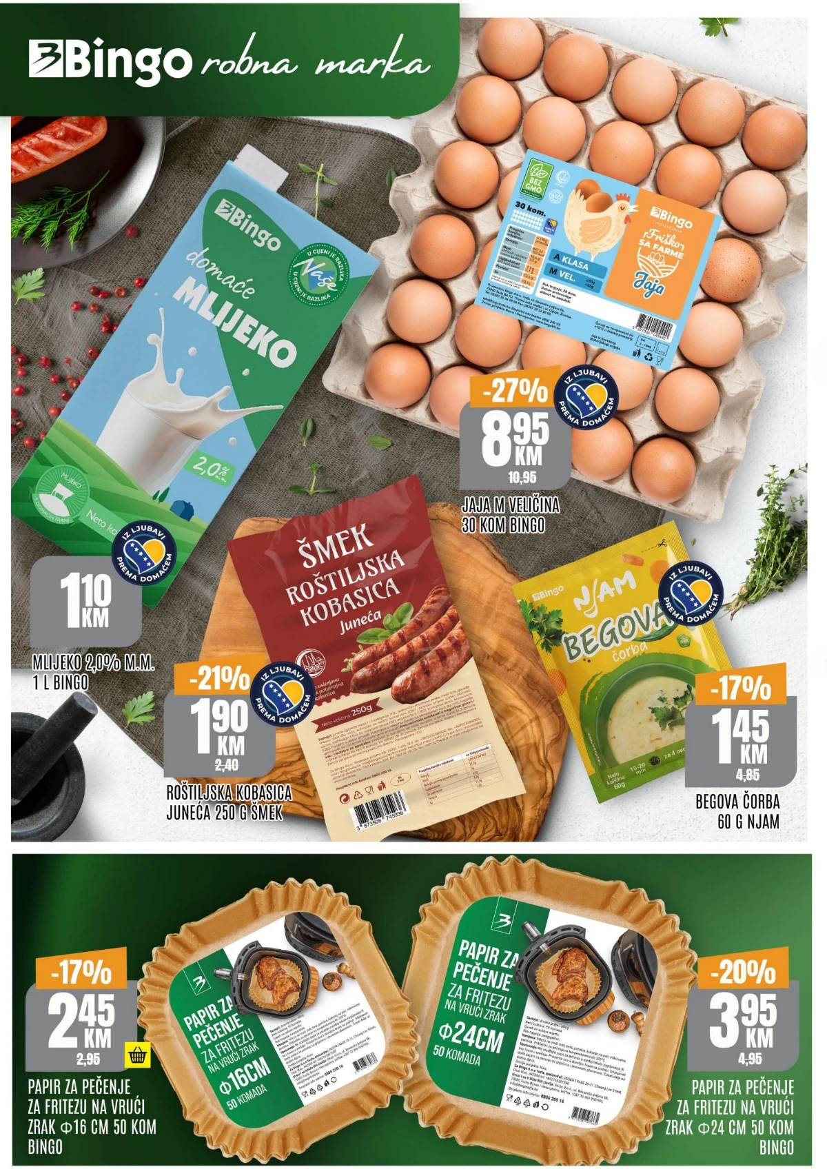 Bingo TOP ponuda – jaja, kobasice, suhomesnati proizvodi, mlijeko, jogurt, sirevi i mesne delicije na akciji