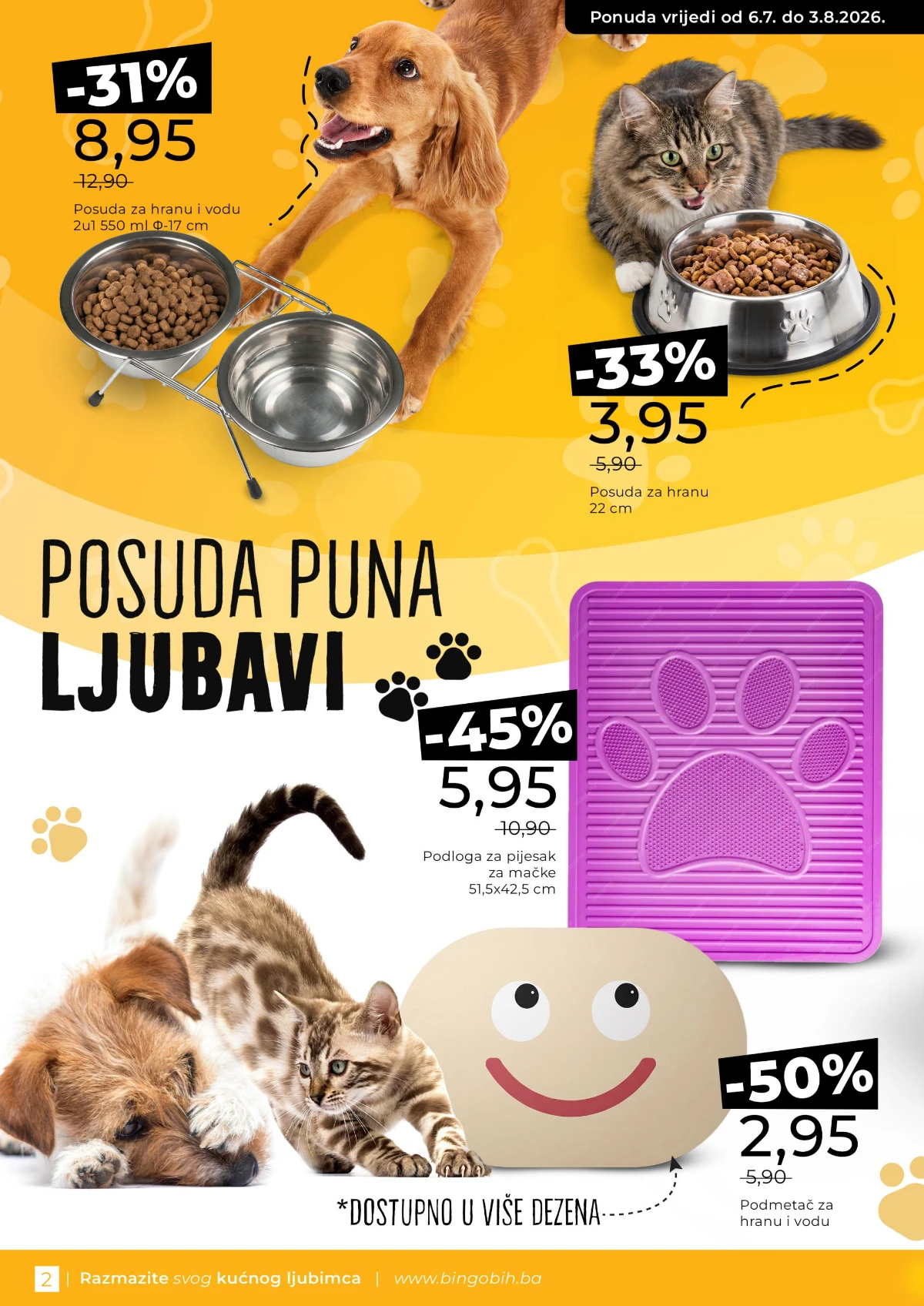 Bingo VAW MAW ponuda – posude za hranu, podloga za pijesak i dodaci za kućne ljubimce na akciji
