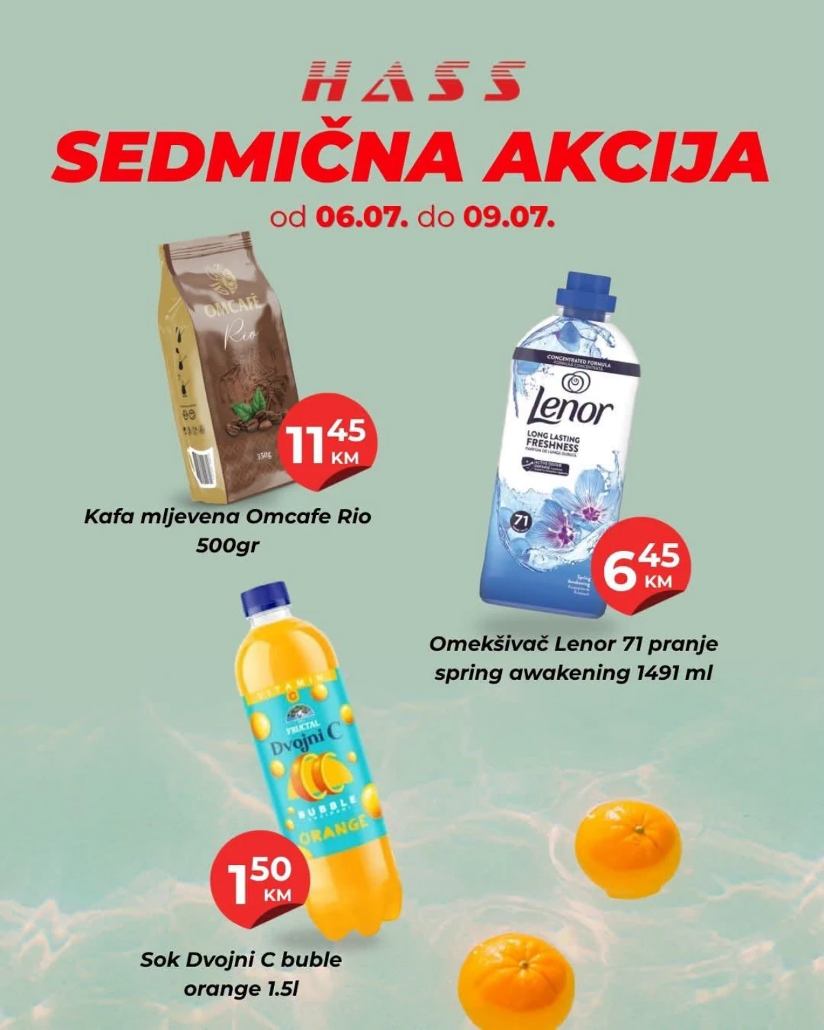 HASS Komerc sedmična akcija od 06. do 09.07.2026. sa odličnim cijenama na prehranu, piće i proizvode za domaćinstvo
