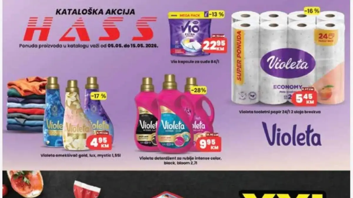 HASS kataloška akcija maj 2026 Violeta Nutella kafa i kućna hemija na sniženju do 15.05.2026