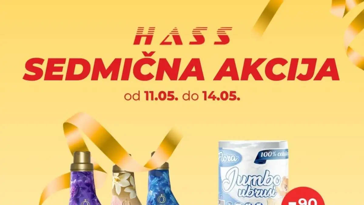 Hass Komerc sedmična akcija maj 2026 Violeta omekšivač Ice Tea Flora ubrusi i Euro Išleri na sniženju do 14.05.2026