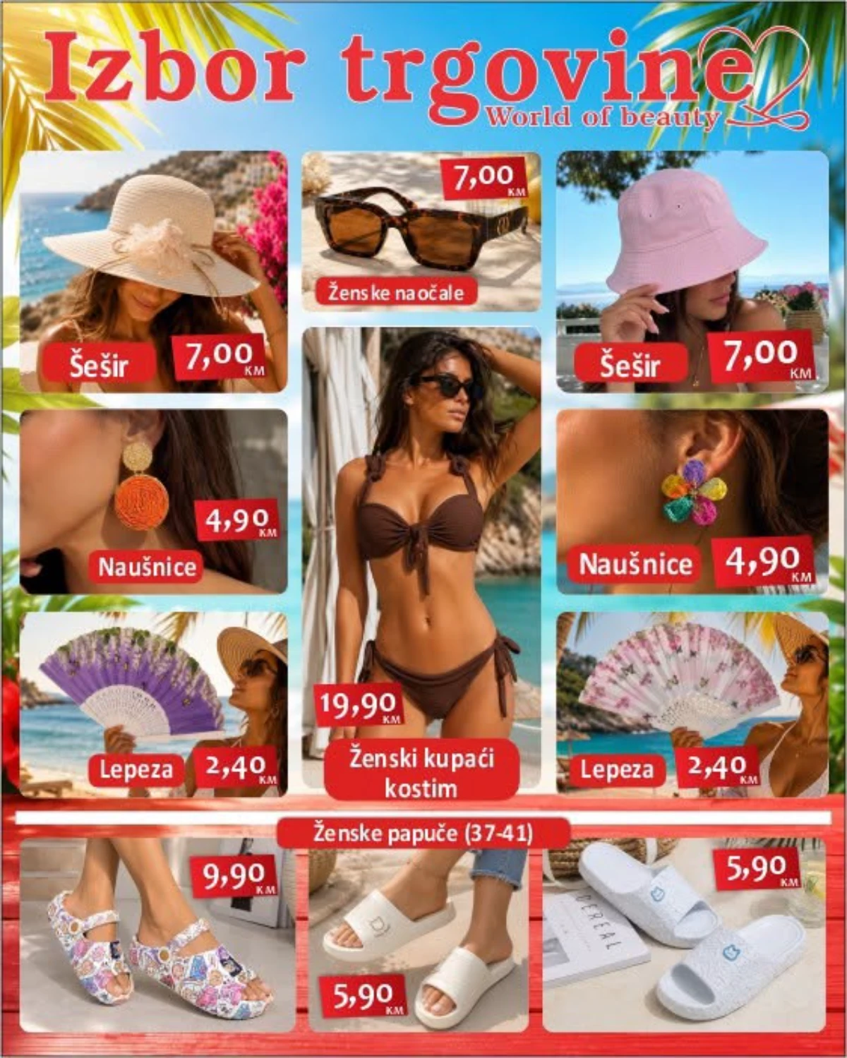 Izbor trgovine ljetna akcija – šeširi, kupaći kostimi, papuče i modni dodaci | Strana 7