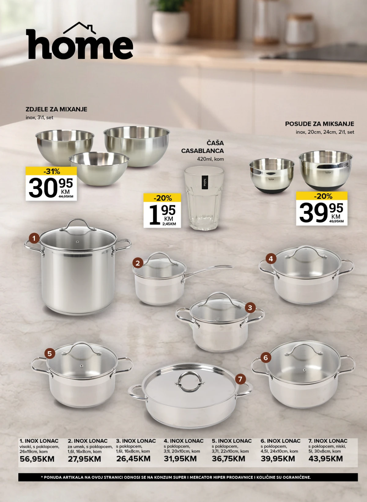 Konzum i Mercator katalog - inox posuđe, lonci i kuhinjski pribor