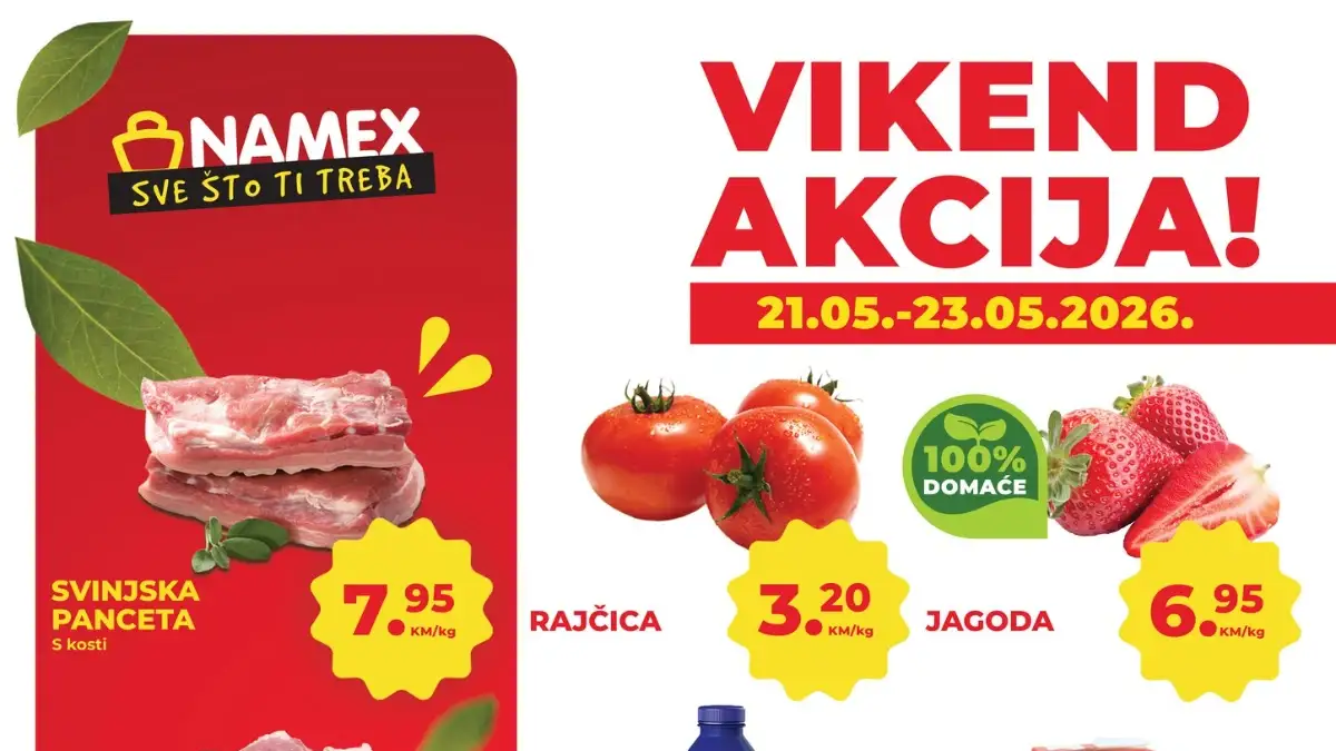 Namex vikend akcija 21–23.05.2026 – jagode, panceta i kafa po hit cijenama
