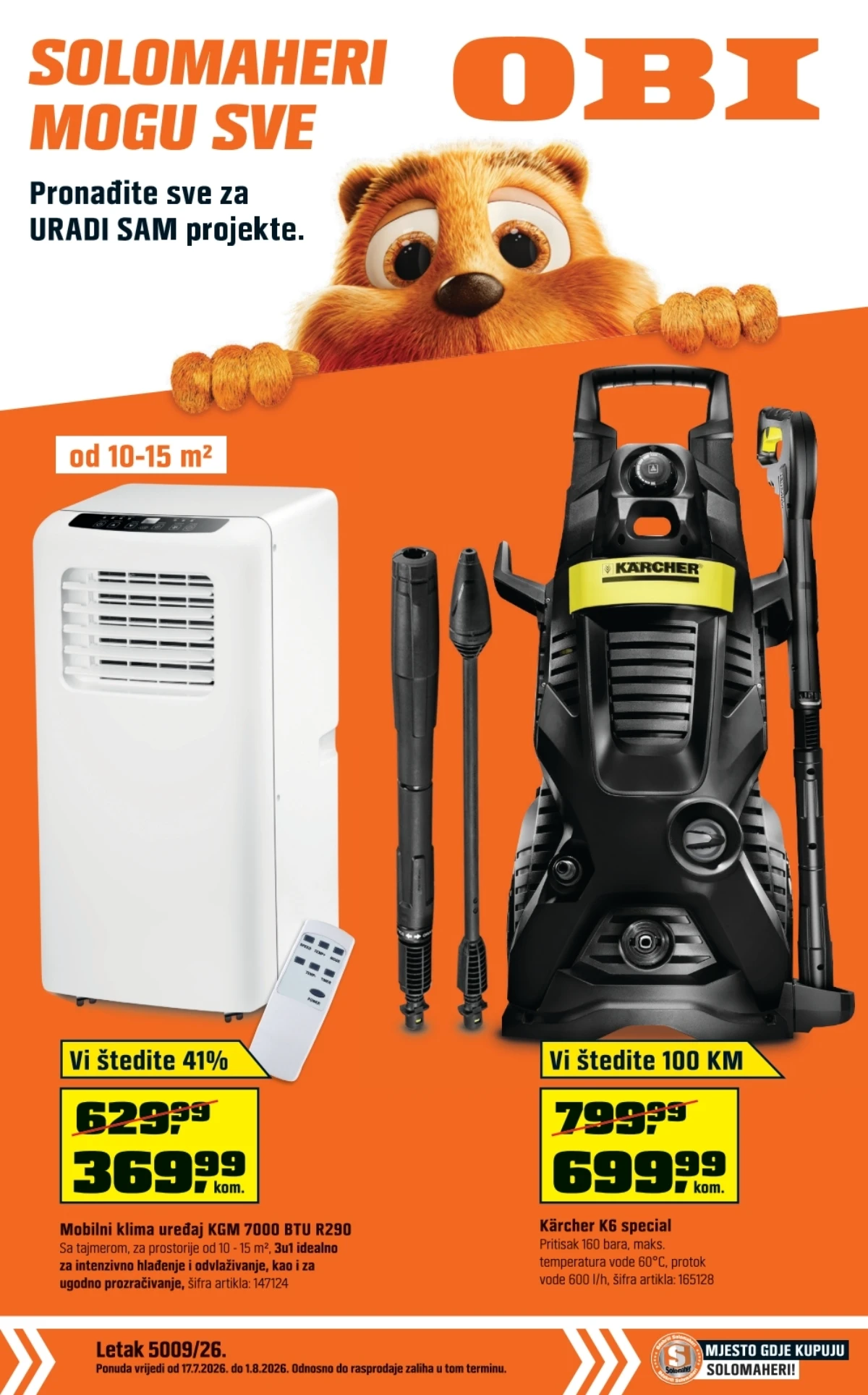 OBI katalog od 17.07. do 01.08.2026. – popusti do 41% na proizvode za dom, vrt, hlađenje, roštiljanje i uradi sam projekte