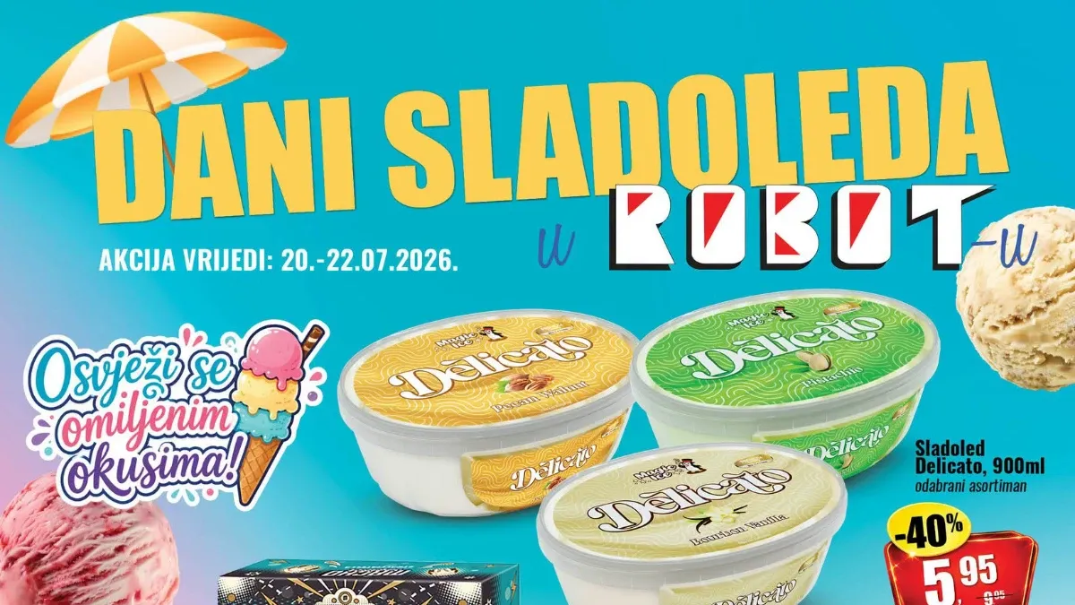Robot Dani sladoleda od 20. do 22.07.2026. – Delicato, Macho, Quattro i WAO Mochi sladoledi uz popuste do 40%