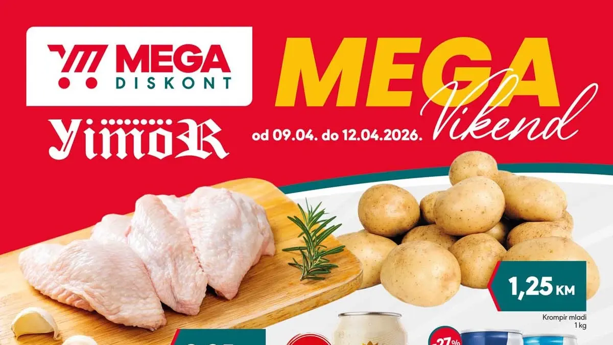 Yimor i Mega Diskont vikend akcija do 27% sniženja – prehrana, piće i kućne potrepštine po nižim cijenama